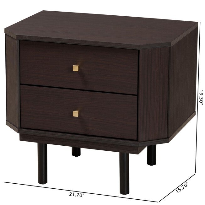 Norwood Modern Transitional Two-Tone Black And Espresso Brown Finished Wood 2-Drawer End Table, , alternate image number null