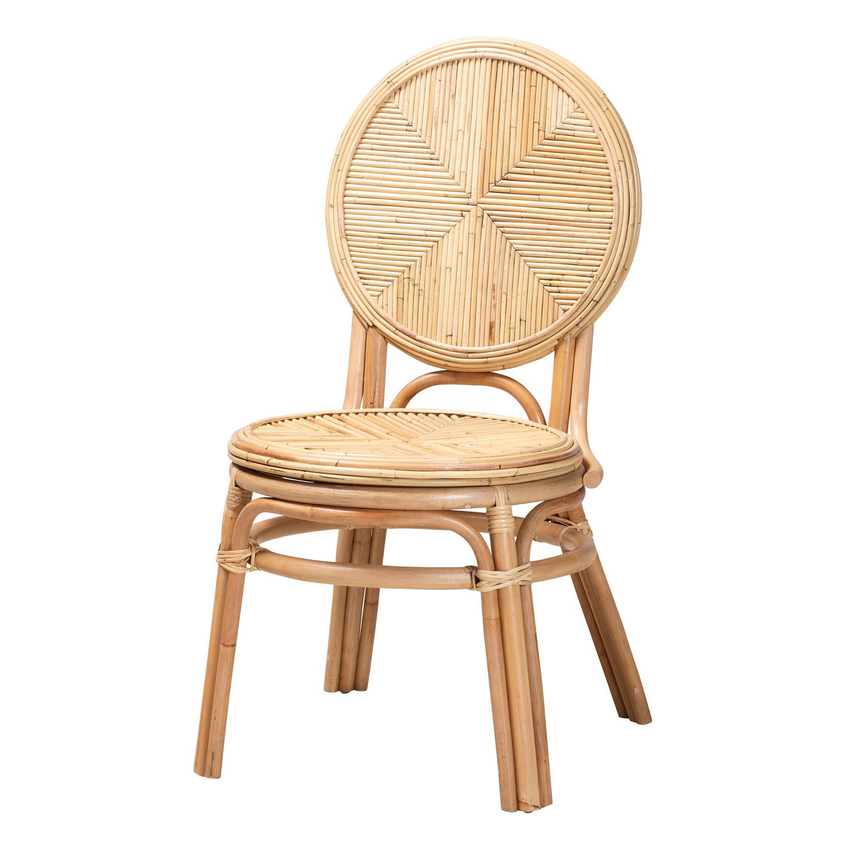 Carita Modern Bohemian Natural Brown Rattan Dining Chair, NATURAL BROWN RATTAN, hi-res image number 0