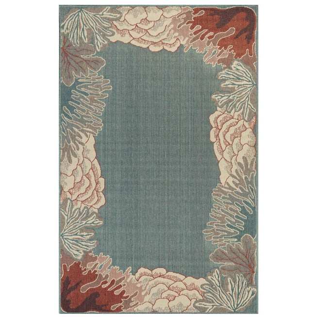 Liora Manne Riviera Reef Border Indoor/Outdoor Rug, OCEAN, hi-res image number 0
