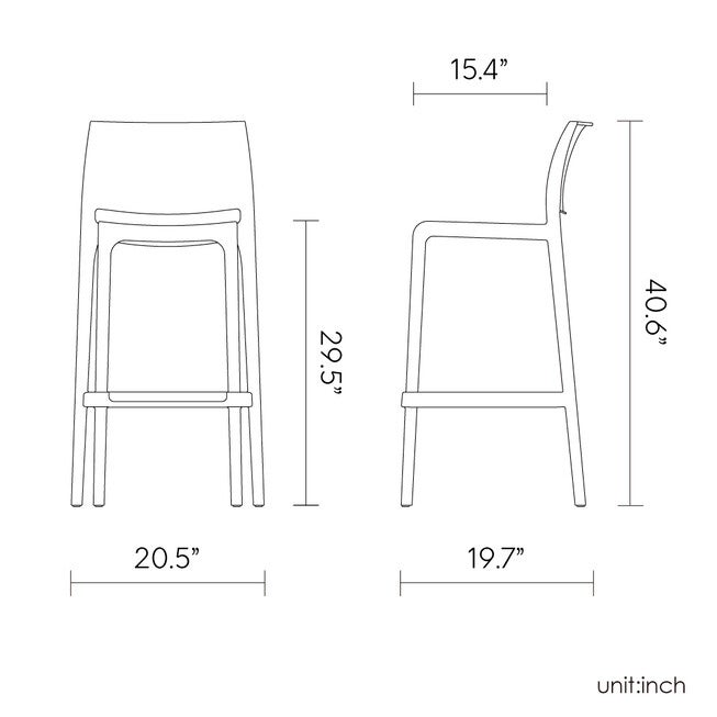 Set of 2 Rue Outdoor Stackable Bar Stools, WHITE, alternate image number 4