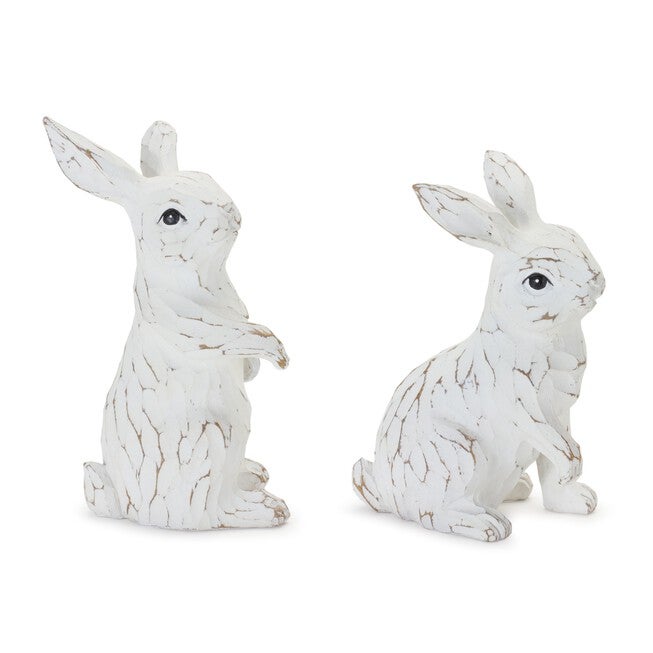 Bunny (Set of 2) 6 inchesH, 7.5 inchesH Resin, WHITE, hi-res image number null