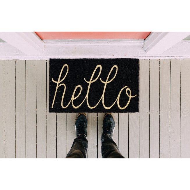 Black Hello Doormat, , alternate image number null