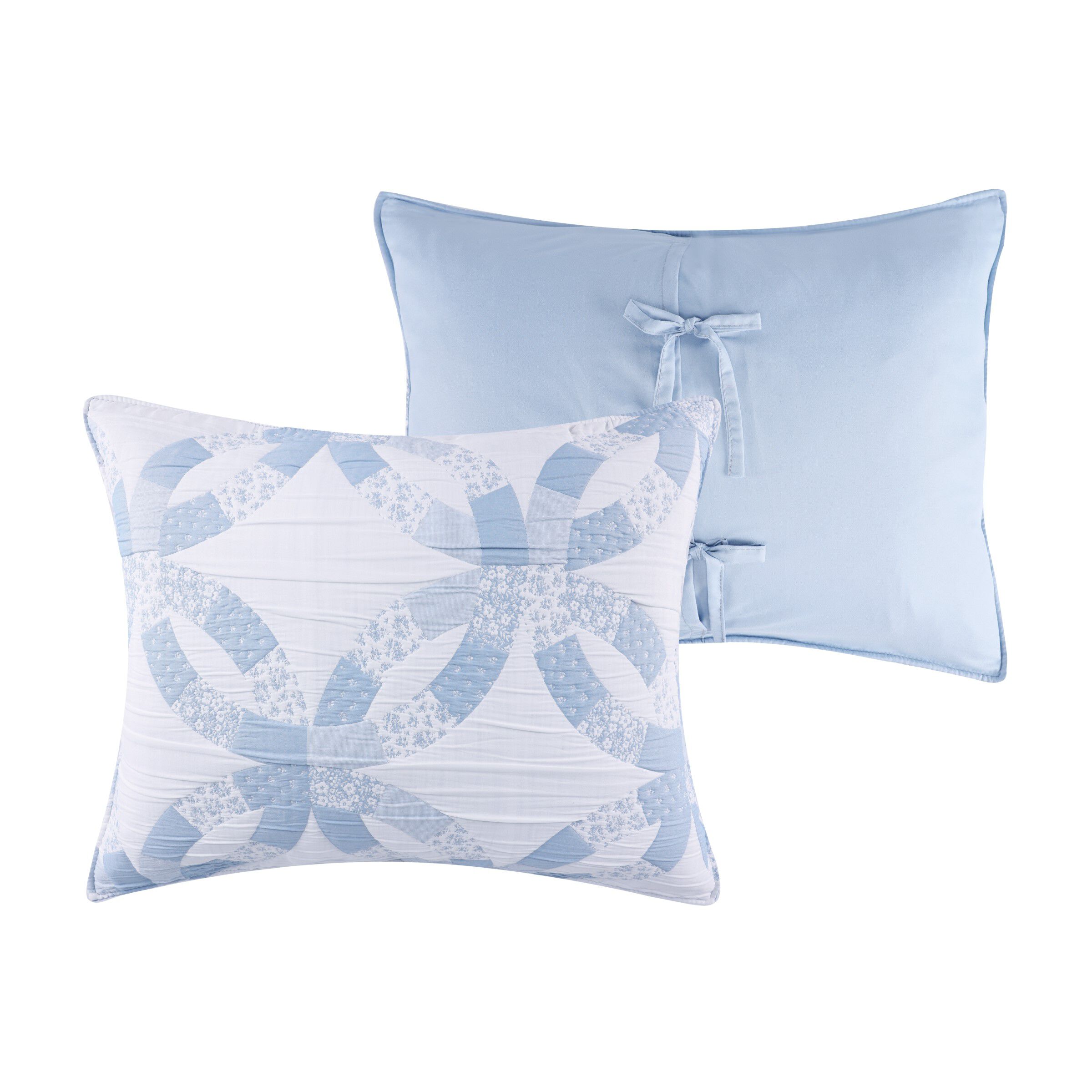 Wedding Ring Floral Reversible Coverlet Set, Blue, BLUE, alternate image number 3