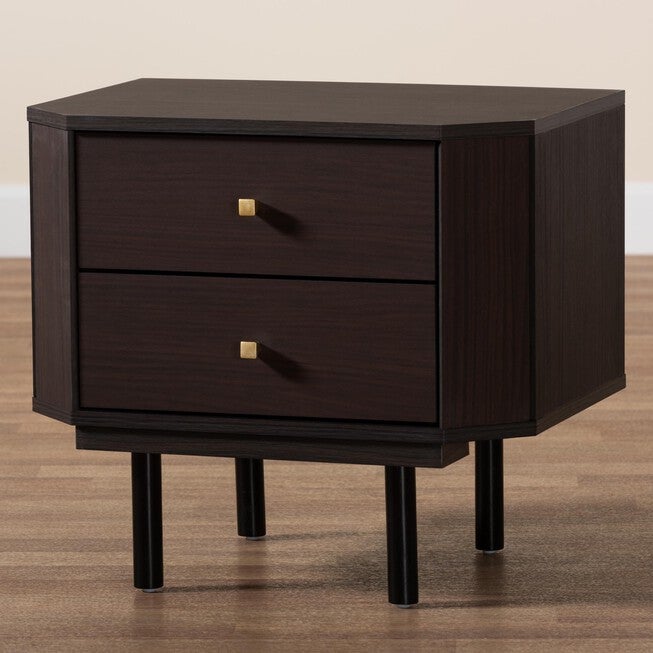 Norwood Modern Transitional Two-Tone Black And Espresso Brown Finished Wood 2-Drawer End Table, , alternate image number null