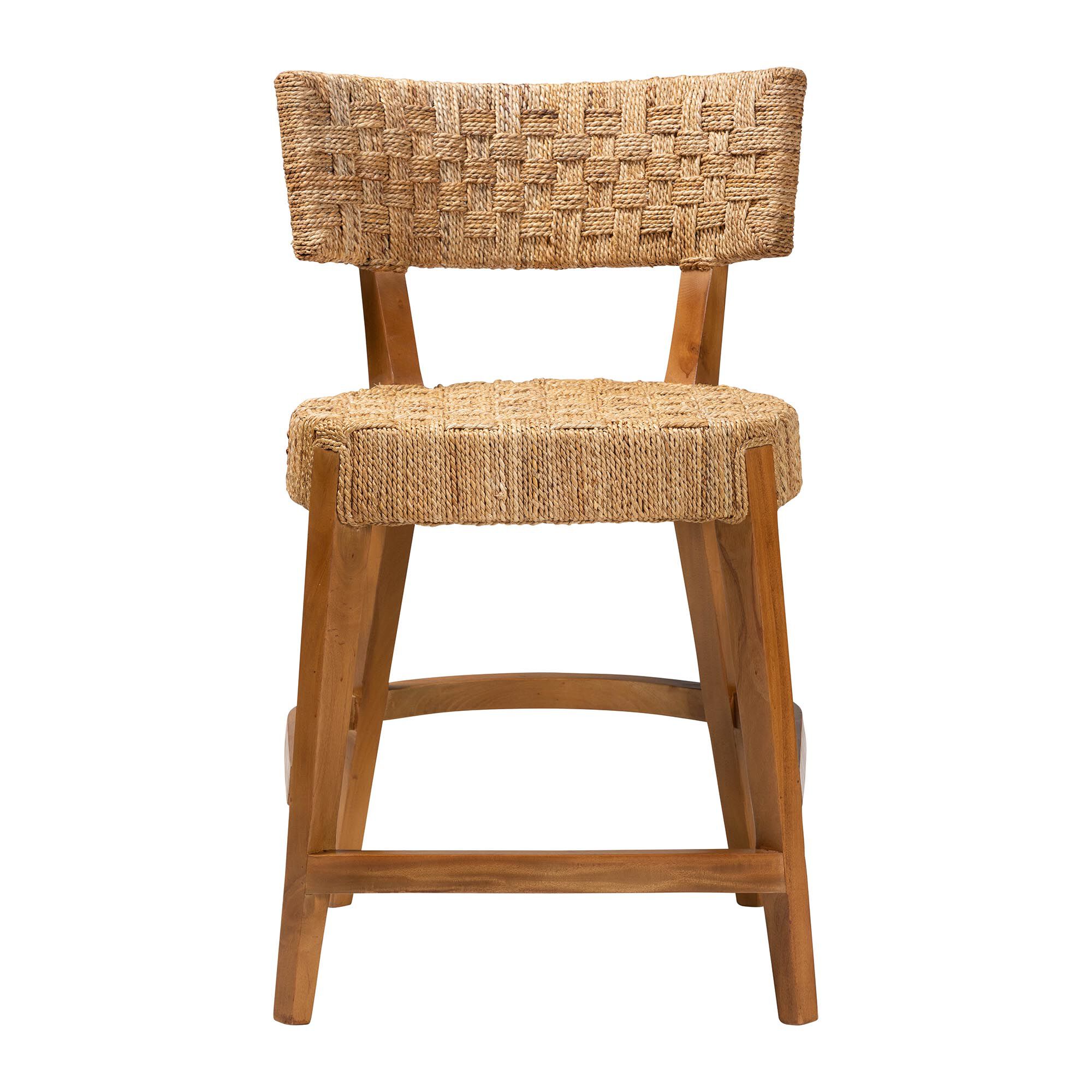 Sabit Bohemian Seagrass and Mahogany Wood Counter Stool, NATURAL, alternate image number 2