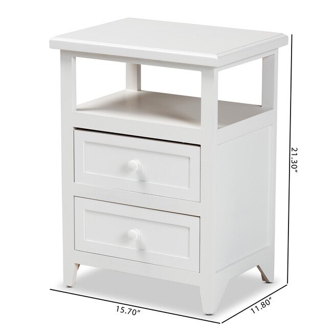 Karsen Modern And Contemporary White Finished Wood 2-Drawer Nightstand, , alternate image number null