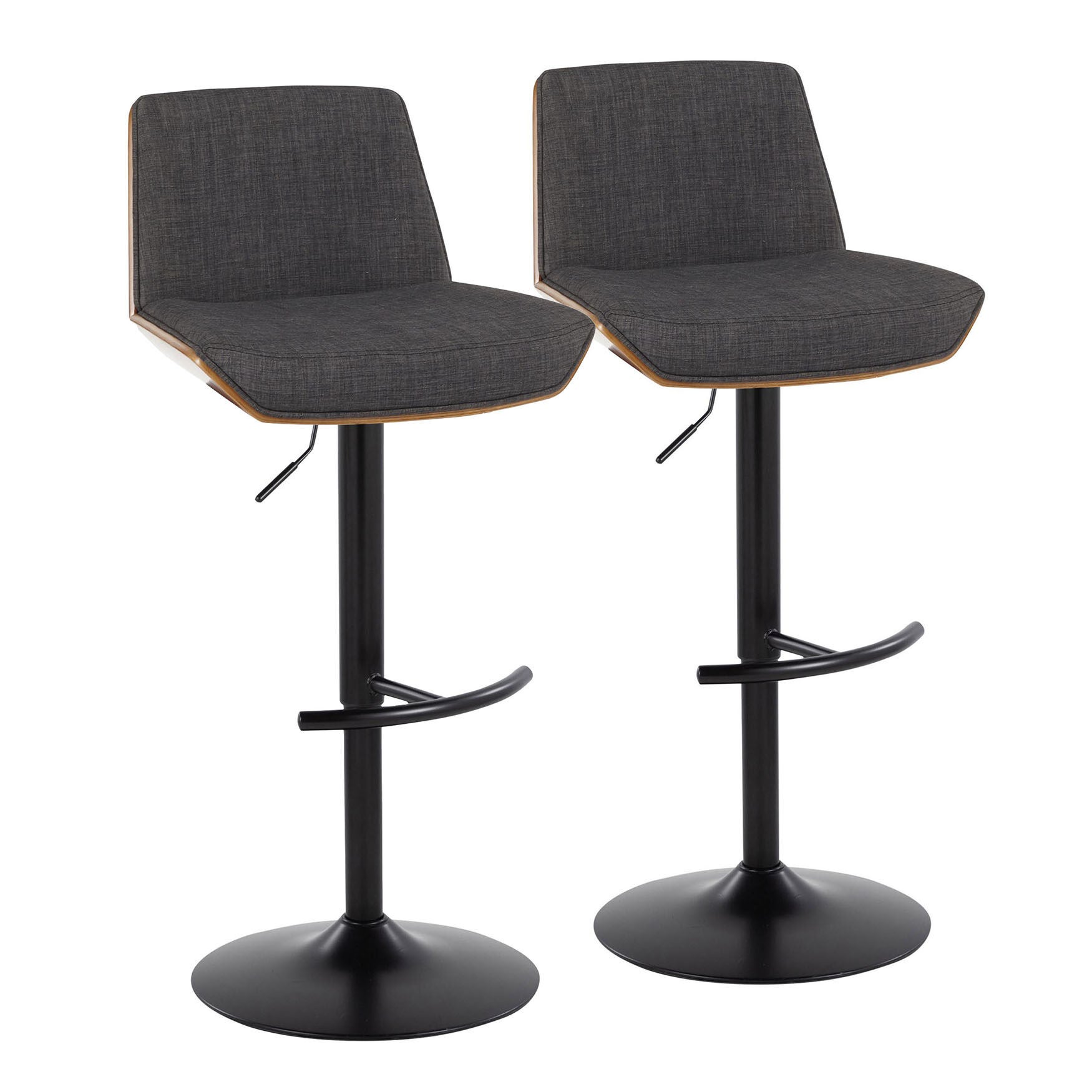 Corazza Adjustable Barstool - Set Of 2, BLACK WALNUT CHARCOAL, hi-res image number 0