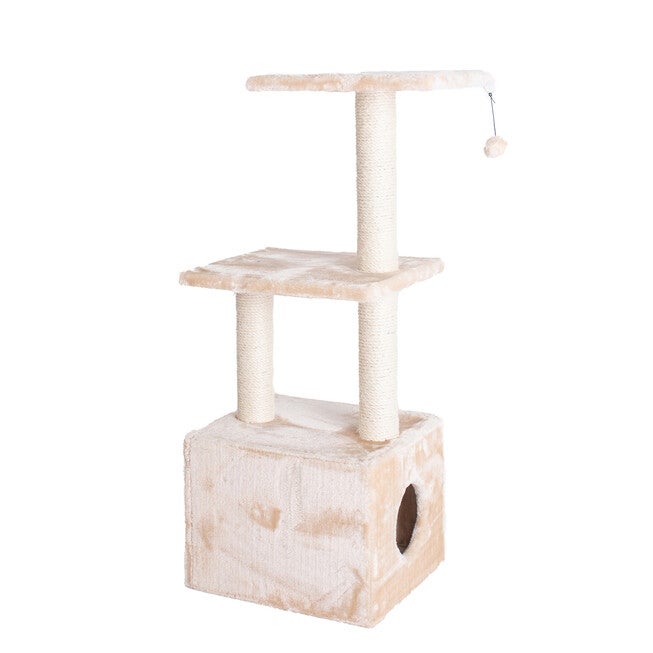 3-Tier Real Wood Cat Condo With Sisal Scratching Post 39 inches, , alternate image number 5