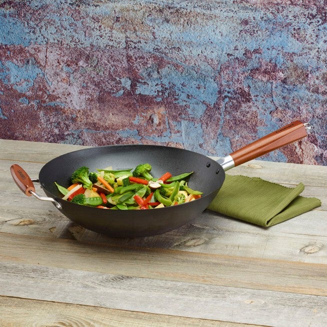 14 inches Pre-Seasoned Wok w/ Helper Handle, STAINLESS STEEL, hi-res image number null