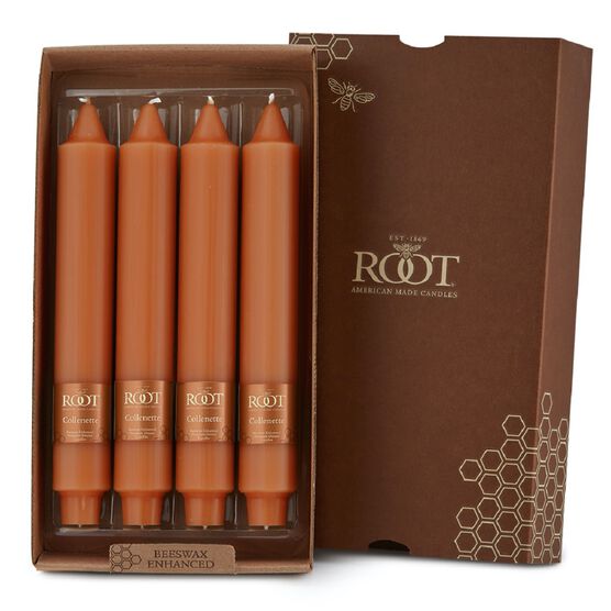 Smooth Collenette 9 inch Rust Unscented Taper Candle, Box of 4, RUST, hi-res image number null
