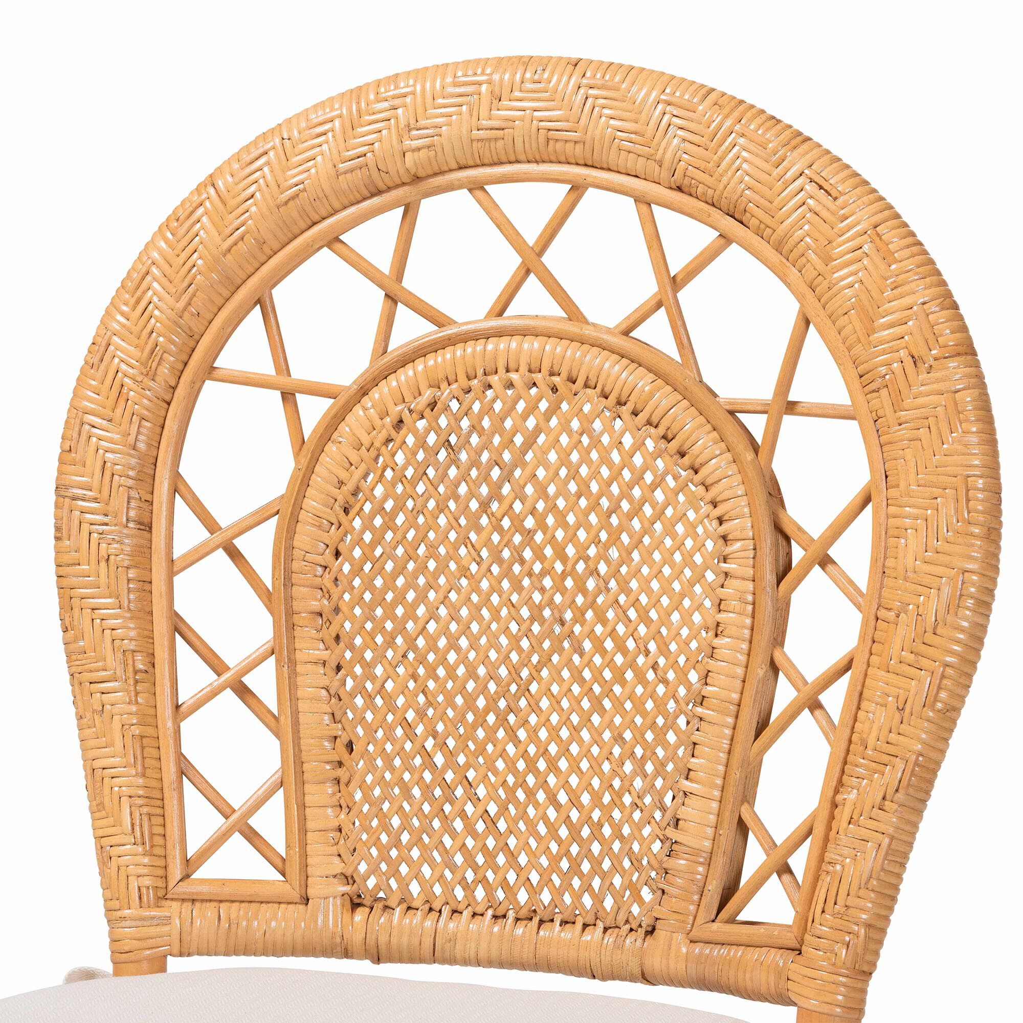 Adam Natural Rattan Dining Chair with Curved Backrest and Removable Cushion, HONEY, alternate image number 5