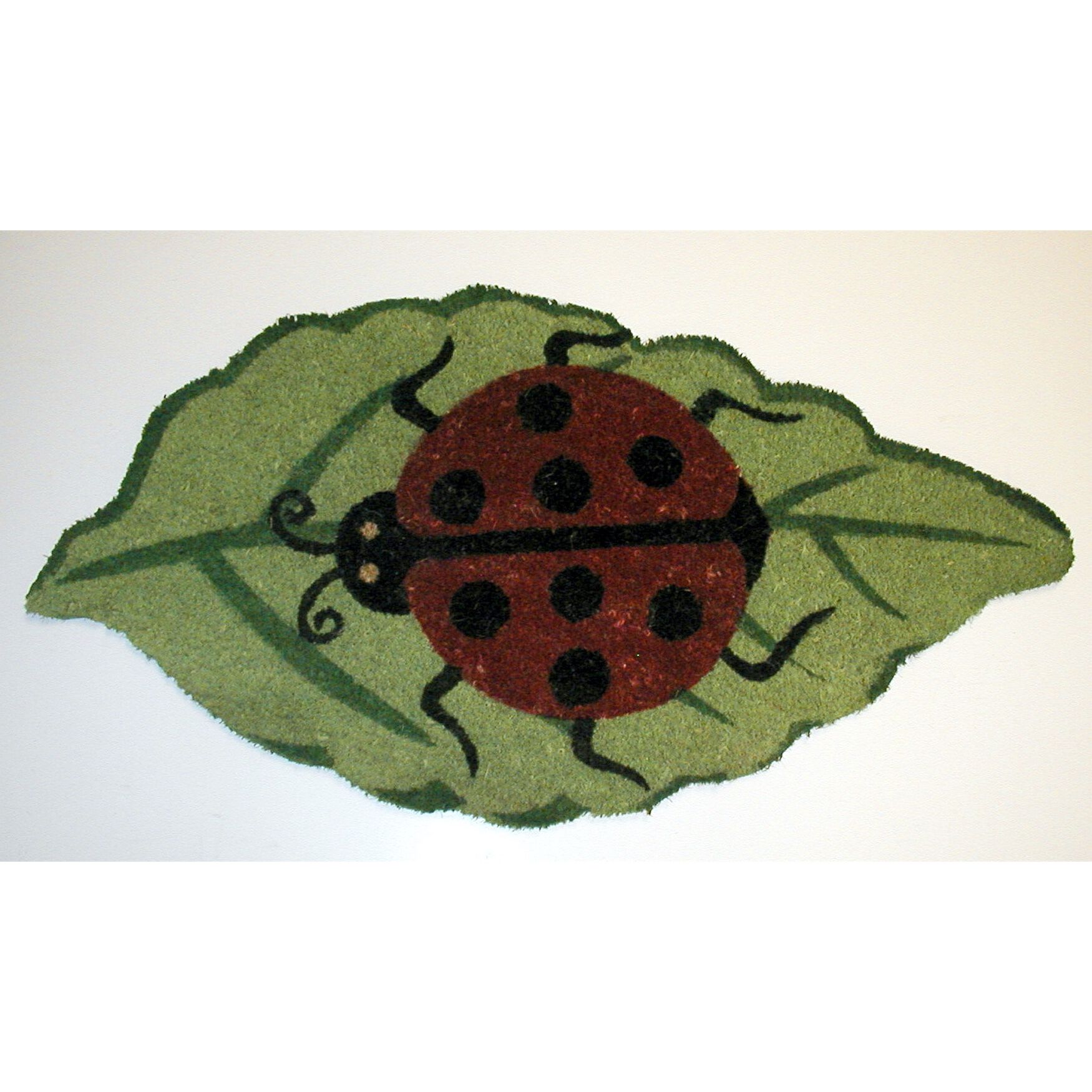 Ladybug Leaf Shape Coir Mat With Vinyl Backing Floor Coverings, MULTI, hi-res image number 0