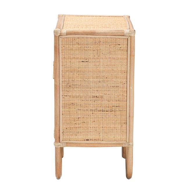 Acelin Modern Bohemian Natural Brown Rattan Nightstand, , alternate image number 3