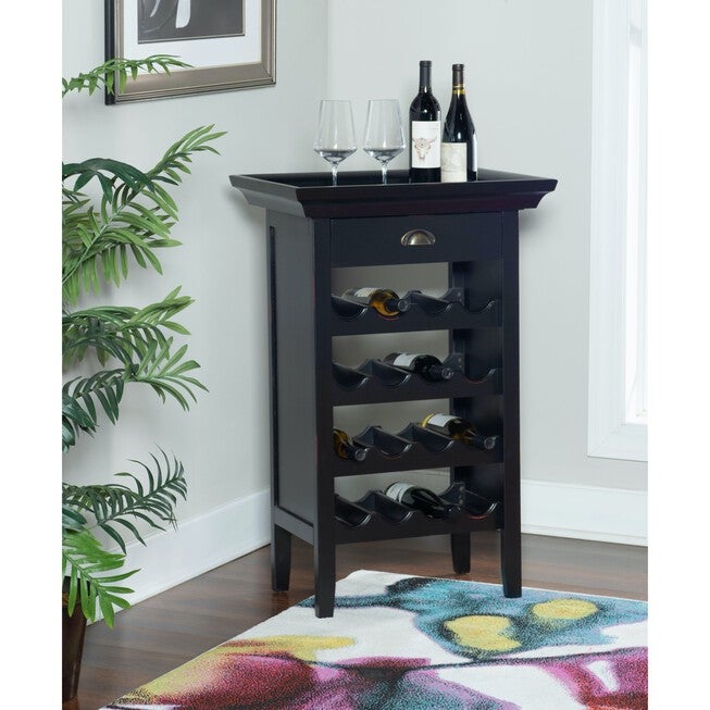 Black with "Merlot" Rub through Wine Cabinet, , alternate image number null