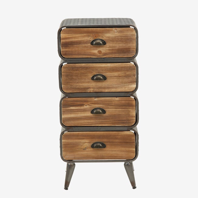 Urban Loft 4 Rounded Drawer Chest, NATURAL WOOD, hi-res image number null