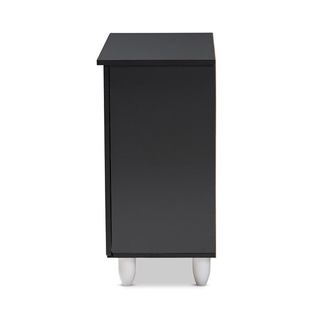 Gisela Modern and Contemporary Two-Tone Oak and Dark Gray 2-Door Shoe Storage Cabinet, OAK, alternate image number 5