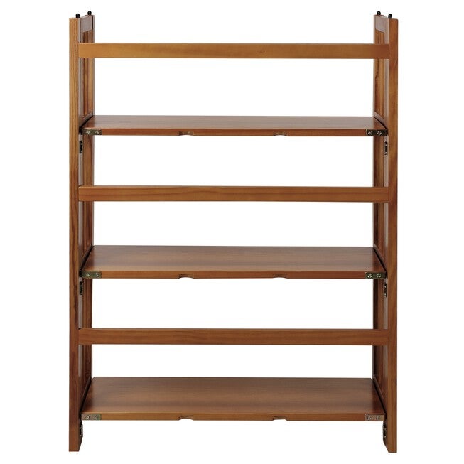 3-Shelf Folding Stackable Bookcase 27.5 inches Wide - Chestnut, , alternate image number null