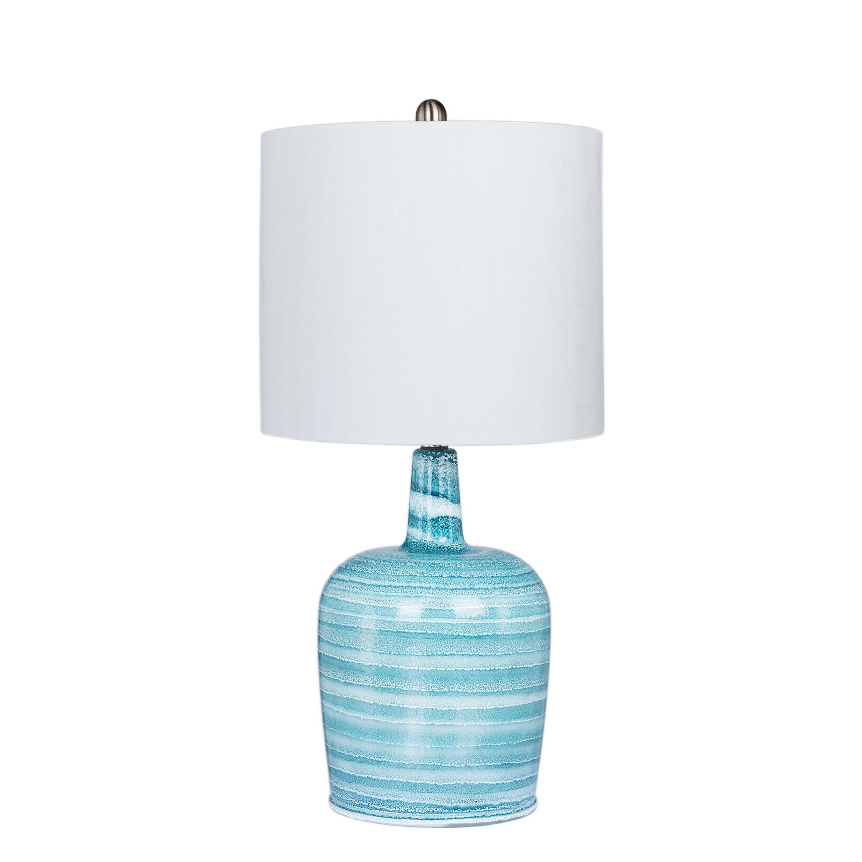 27 inches Teal Blue Glass Table Lamp, , on-hover image number 1