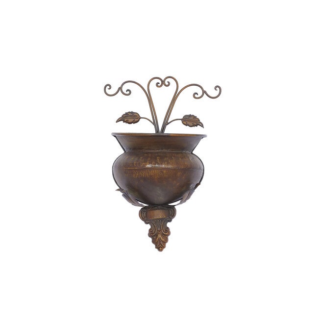 Dark Brown Iron Traditional Planter, BROWN, hi-res image number 0