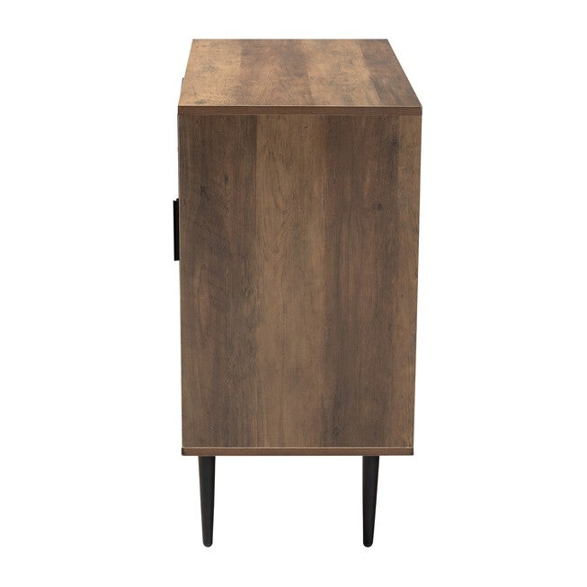 Carter Mid-Century Modern Industrial Walnut Brown Finished Wood And Black Metal 2-Door Sideboard, , alternate image number null