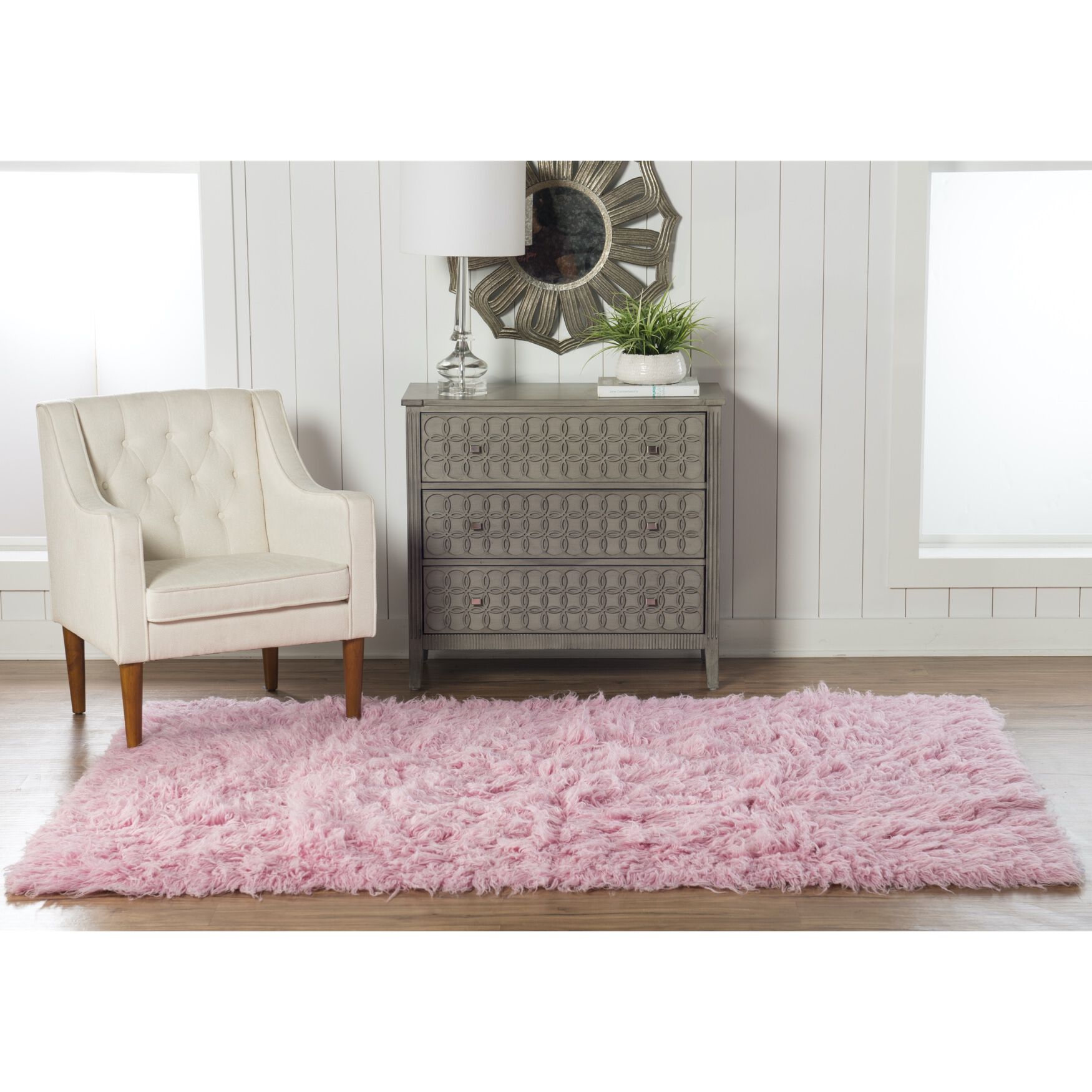 Flokati Pastel Pink Rug, , alternate image number 2