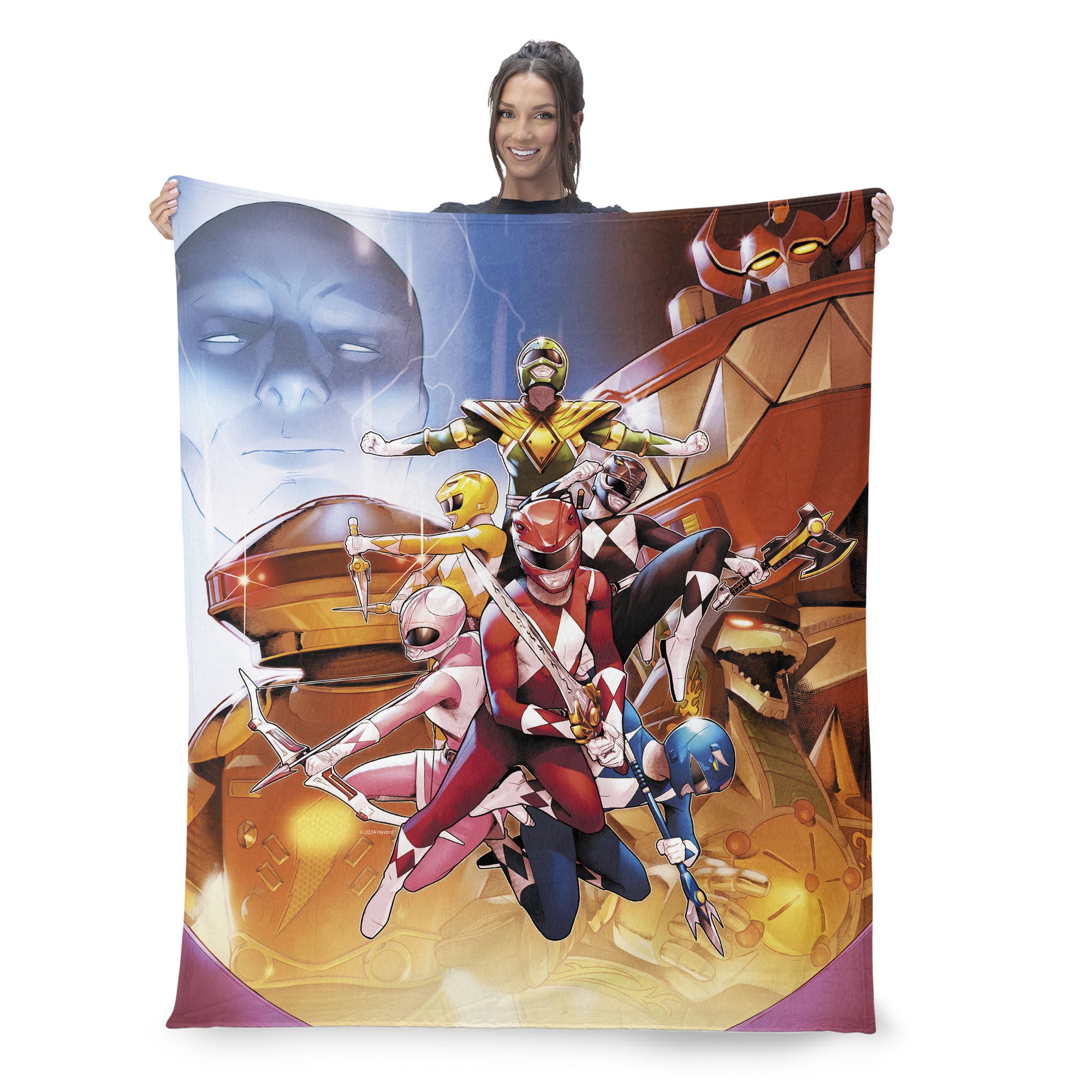 Hasbro Power Rangers Vintage Rangers Silk Touch Throw Blanket 50X60 Inches, YELLOW, on-hover image number 1