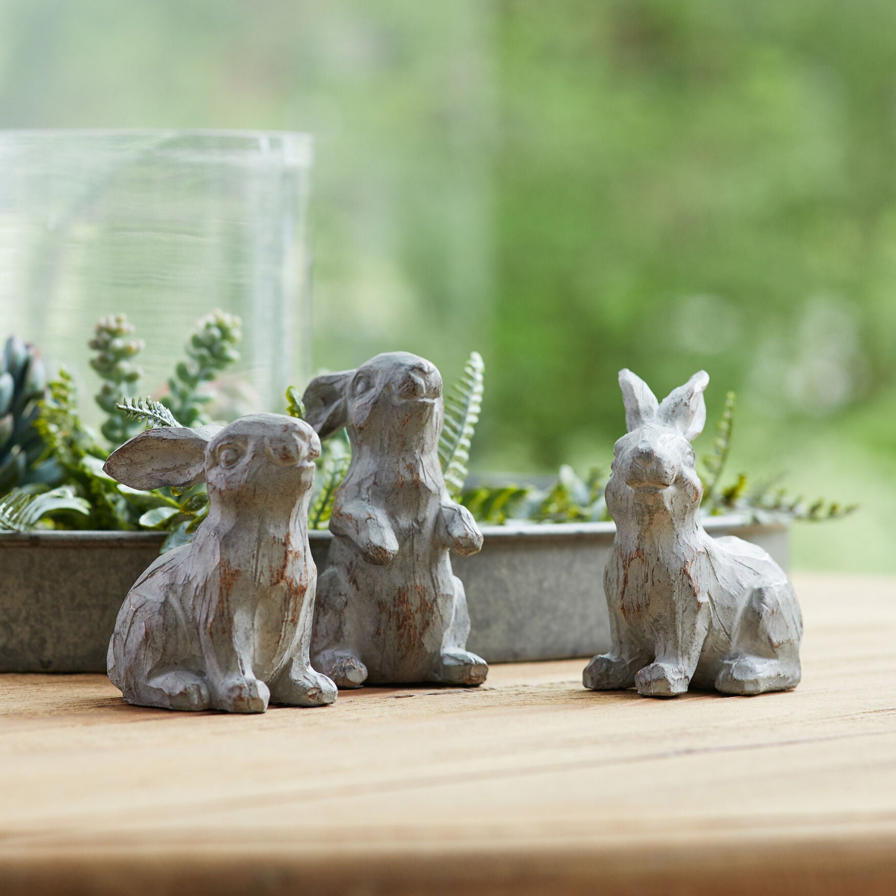Washed Stone Garden Rabbit Figurine (Set Of 6), , on-hover image number 1
