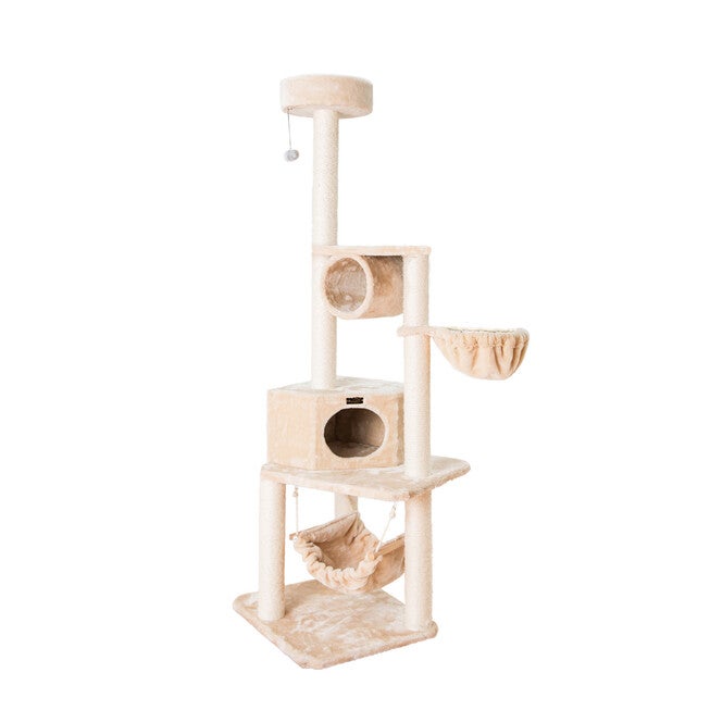 Real Wood 72 inches Cat Tower Entertainment Furniture With Lounge Basket, Perch, , alternate image number null