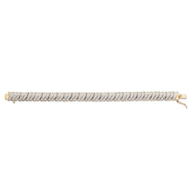 Yellow Gold Plated Tennis Bracelet (10mm), Genuine Diamond Accent 7 inches, , alternate image number null