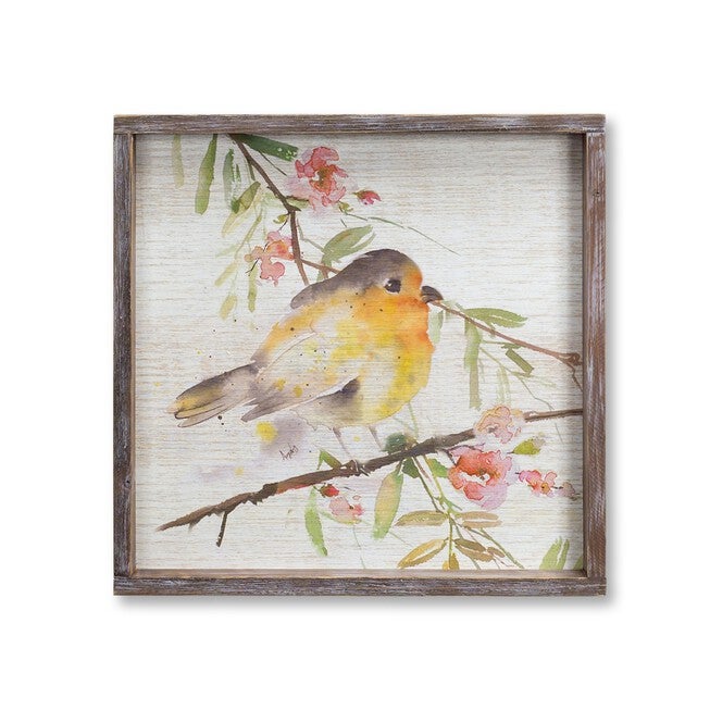 Wood Framed Watercolor Bird Plaque (Set of 2), BROWN WHITE, alternate image number 2