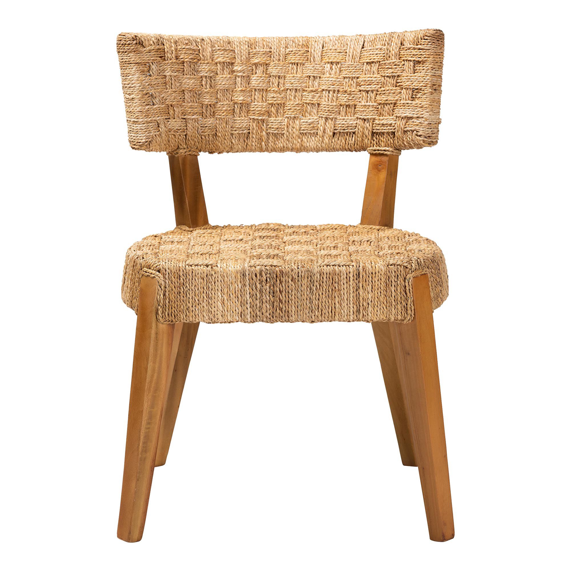 Sabit Bohemian Seagrass and Mahogany Wood Dining Chair, NATURAL, alternate image number 2