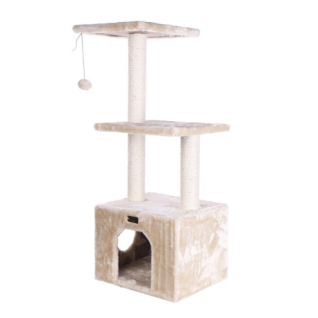 3-Tier Real Wood Cat Condo With Sisal Scratching Post 39 inches, , alternate image number 6