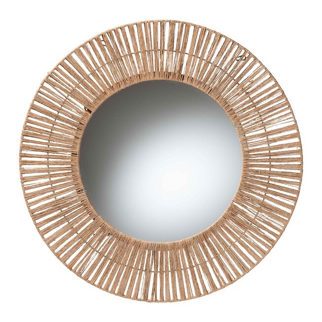 Leala Modern Bohemian Metal and Natural Brown Seagrass Accent Wall Mirror, NATURAL BROWN, alternate image number 2