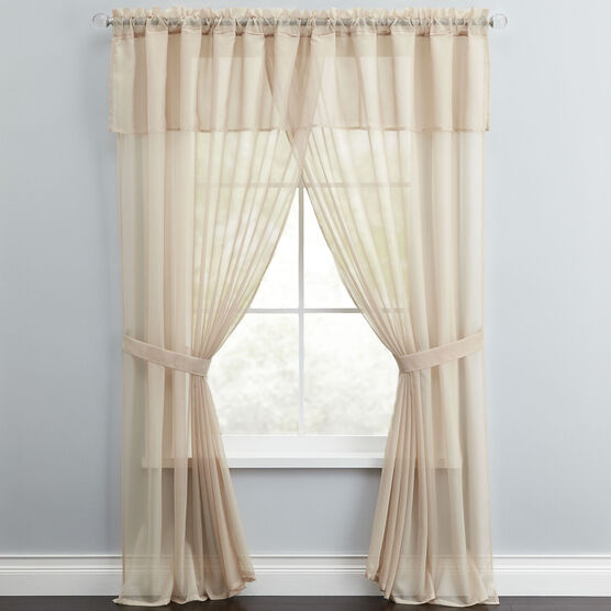 BH Studio Sheer Voile 5-Pc. One-Rod Curtain Set, , on-hover image number null