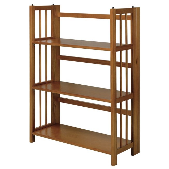 3-Shelf Folding Stackable Bookcase 27.5 inches Wide - Chestnut, CHESTNUT, hi-res image number null
