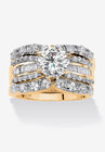 Gold over Silver Bridal Ring Set Cubic Zirconia (5 5/8 cttw TDW), GOLD, hi-res image number 0