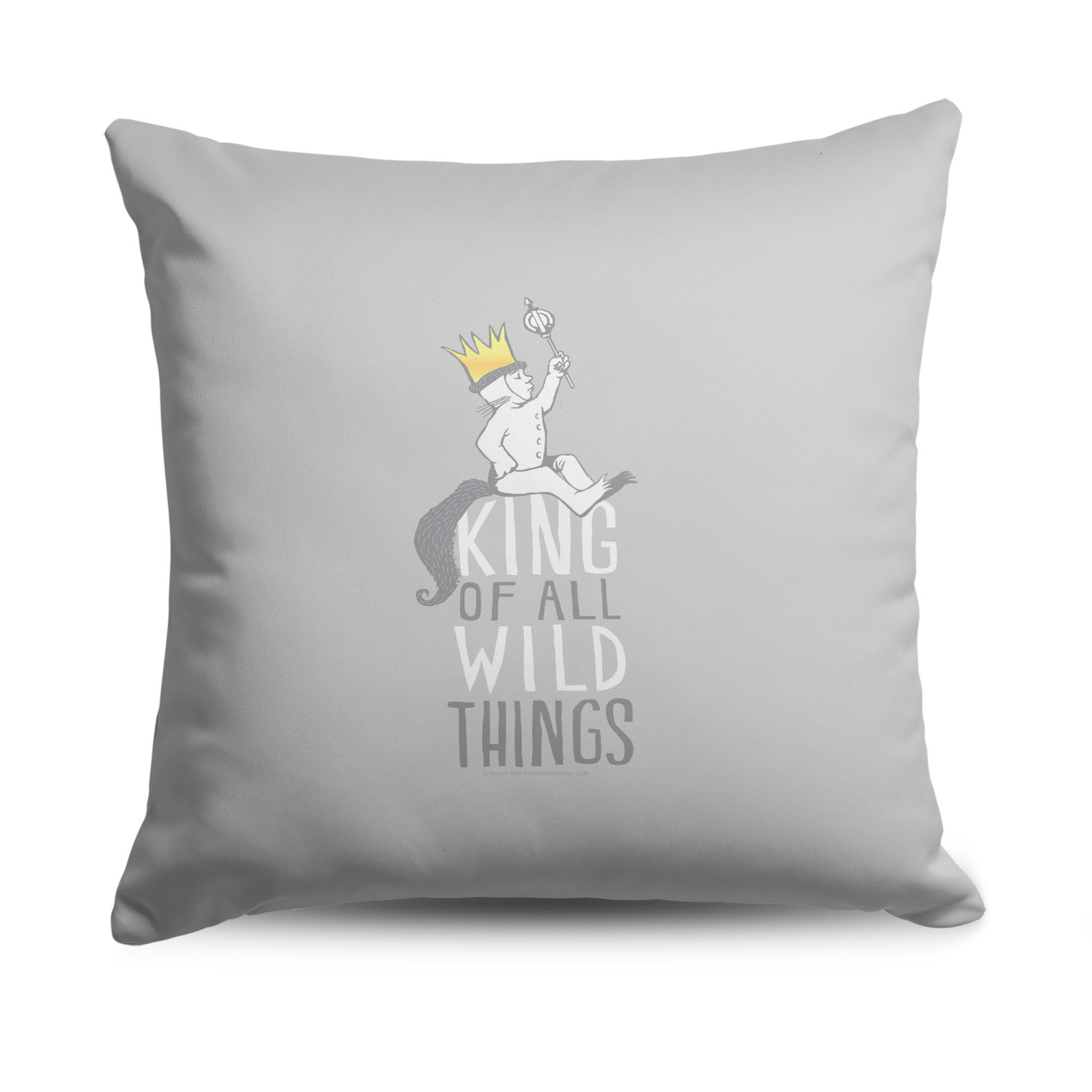 Warner Bros. Where the Wild Things Are King of All Throw Pillow 18X18 Inches, GRAY, hi-res image number 0