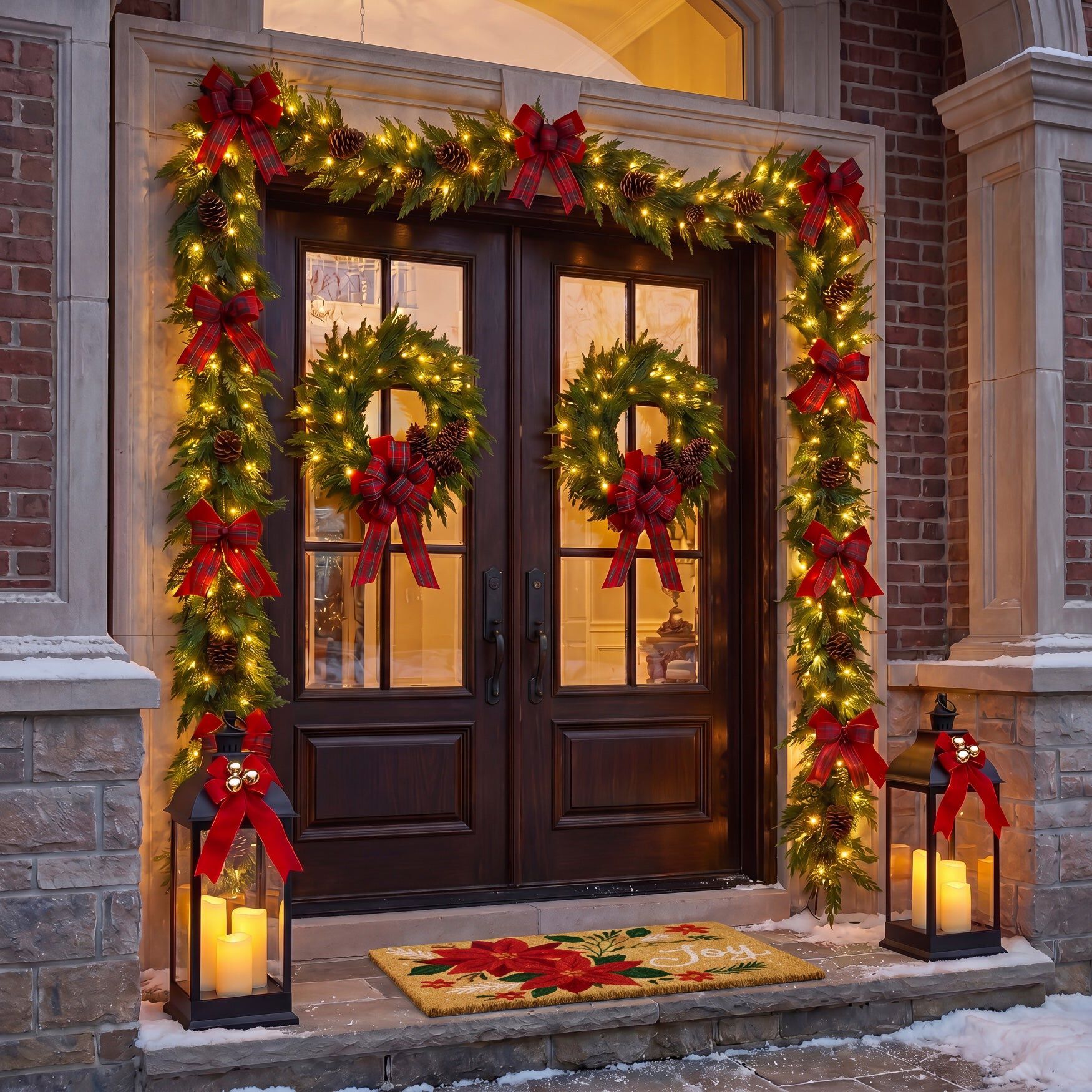 Double the Cheer Pre-lit Wreaths, Set of 2