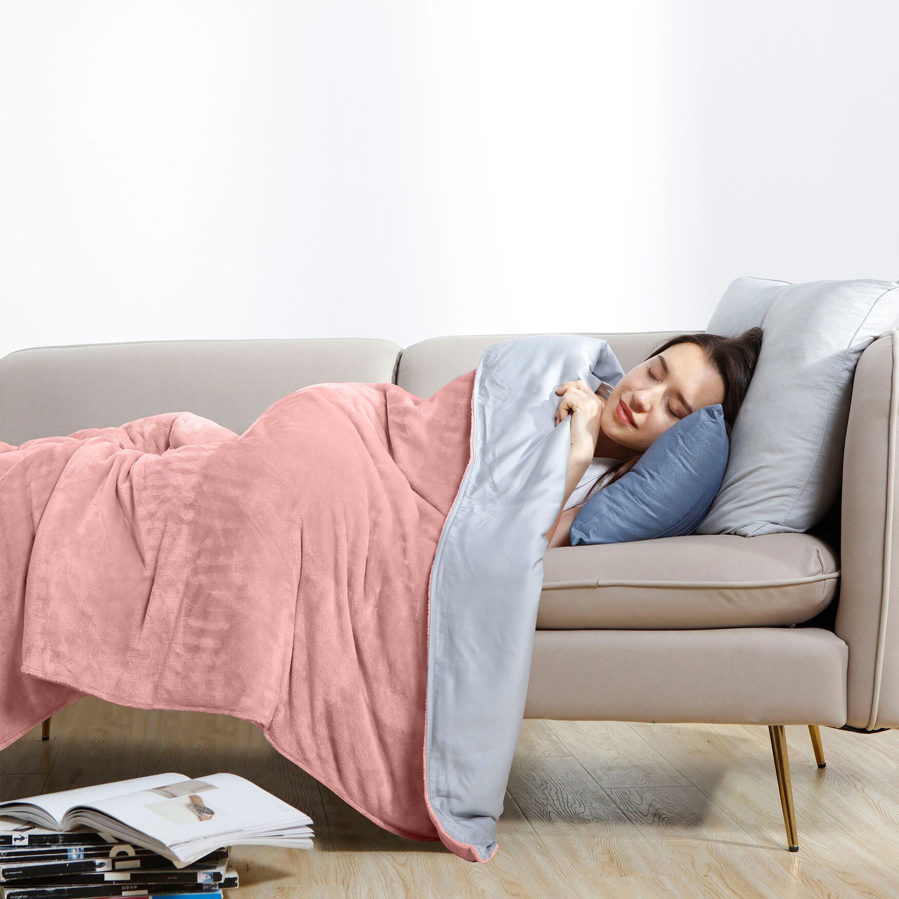 Crystal 15Lb Reversible Cooling Weighted 48X72 Blanket With Removable Cover Weighted Blanket & Cover, , alternate image number 9