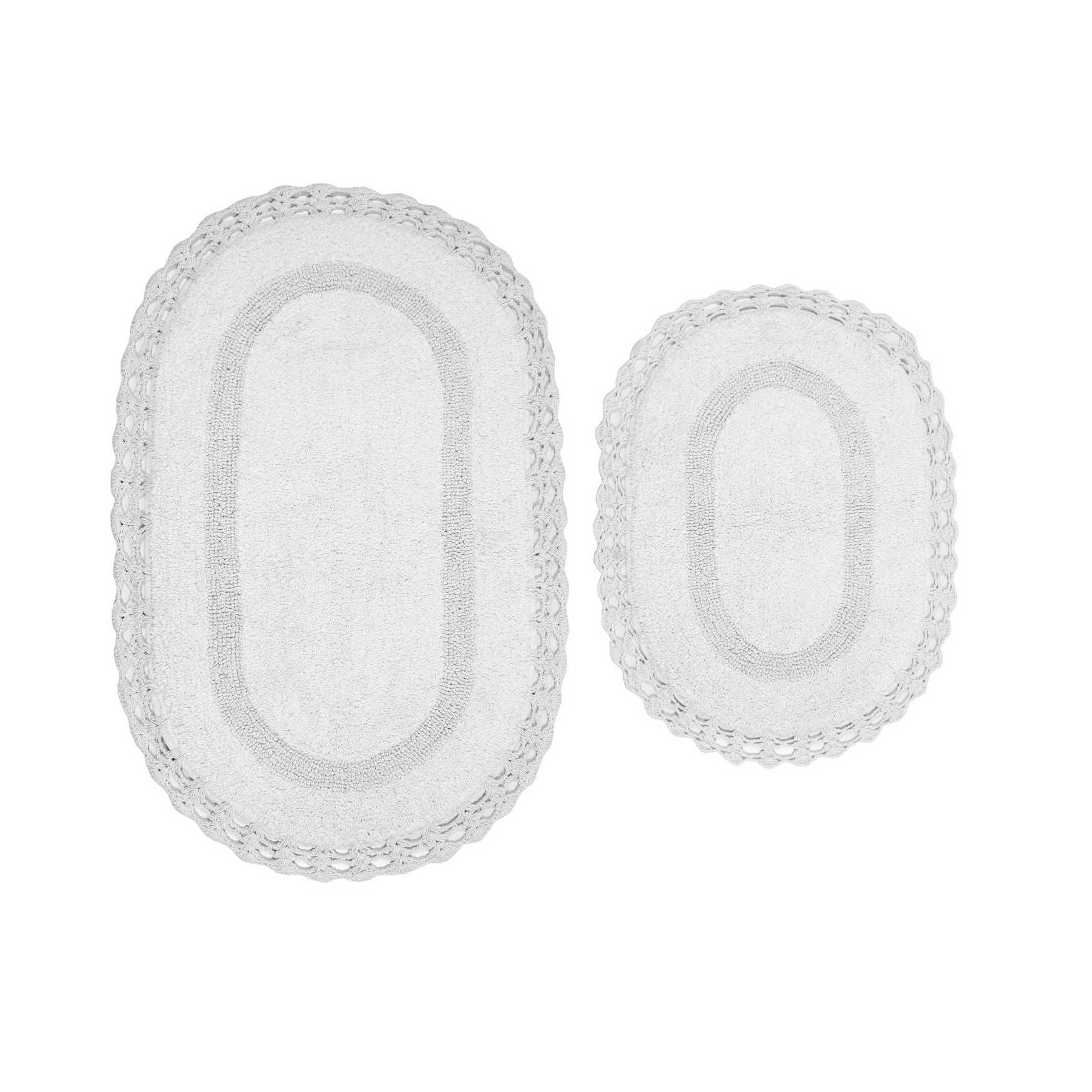 Hampton Crochet 2 Piece Bath Rug Collection, WHITE, hi-res image number 0