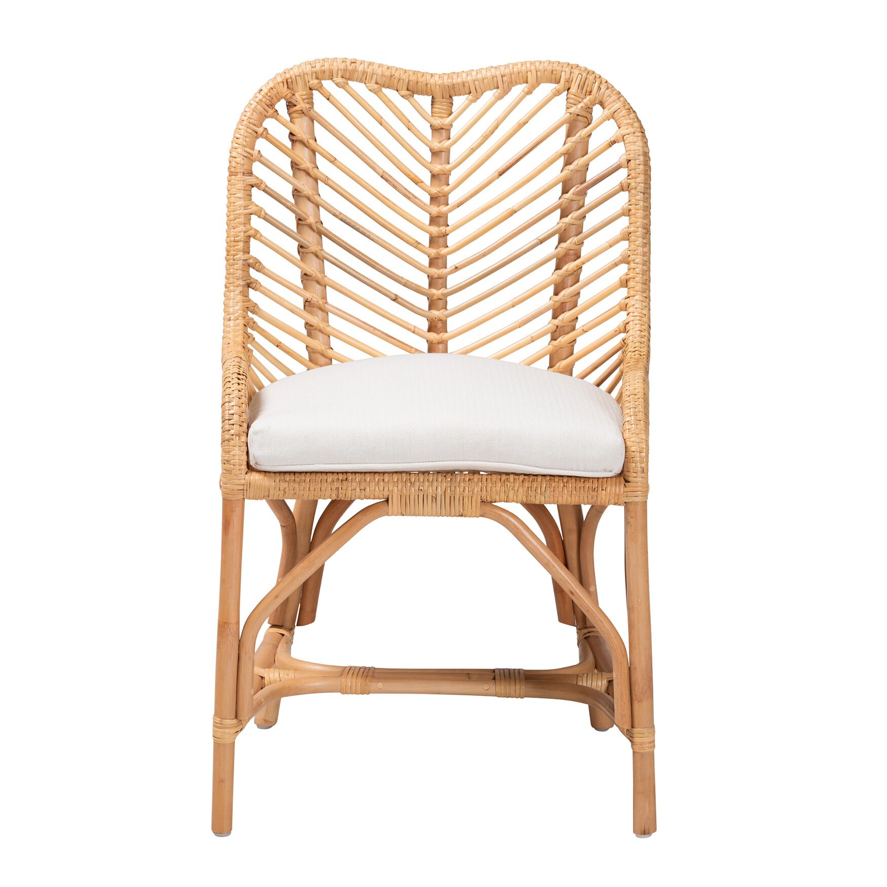 Arween Modern Bohemian Natural Brown Rattan Dining Chair, , on-hover image number 1