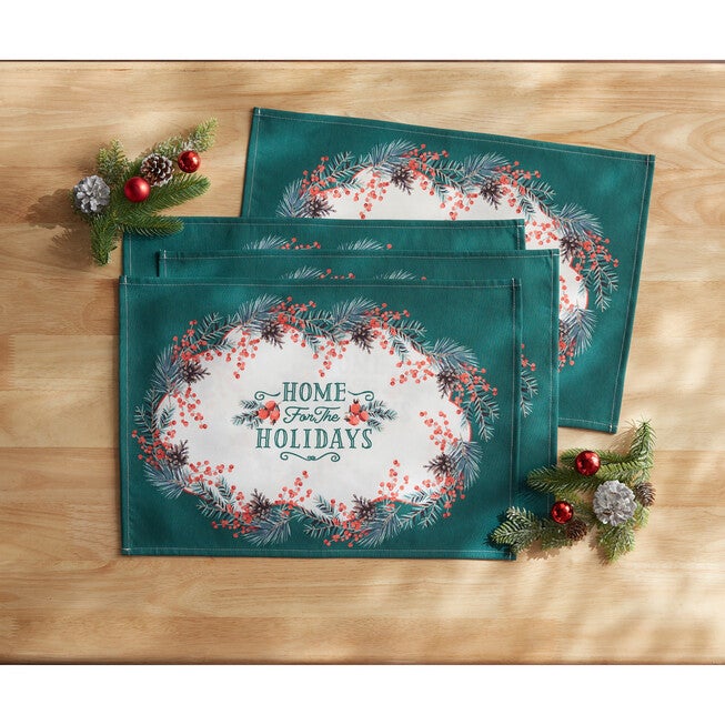 SET OF 4 HOLIDAY PLACEMATS, WHITE, hi-res image number 0