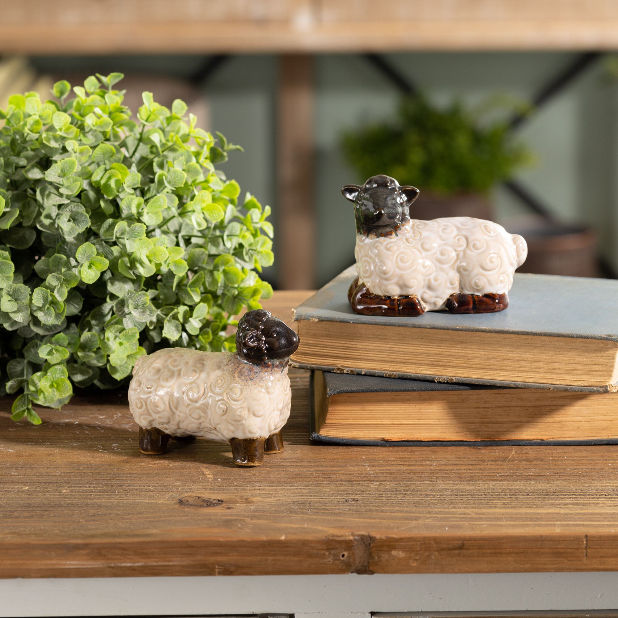 Mini Sheep Figurine (Set of 6), WHITE/BROWN, alternate image number 4