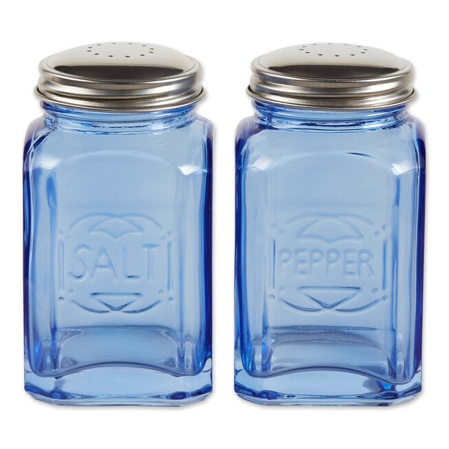 Retro Glass Salt & Pepper Set - Blue, BLUE, hi-res image number null