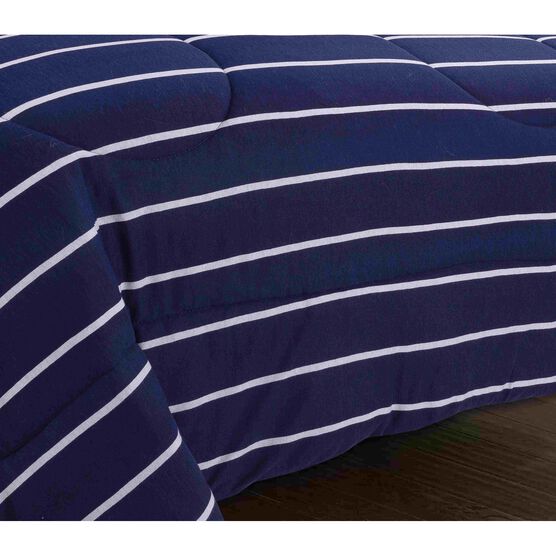 Jersey Knit Blue Stripe Comforter Set, , alternate image number null