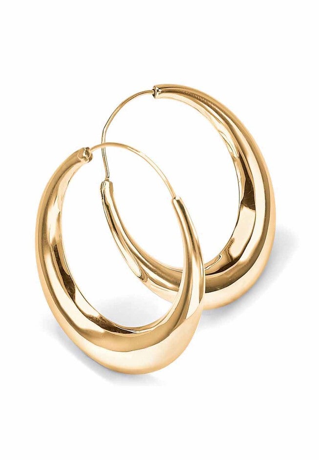 Yellow Gold over Sterling Silver Puffed Hoop Earrings (47mm), , on-hover image number 1