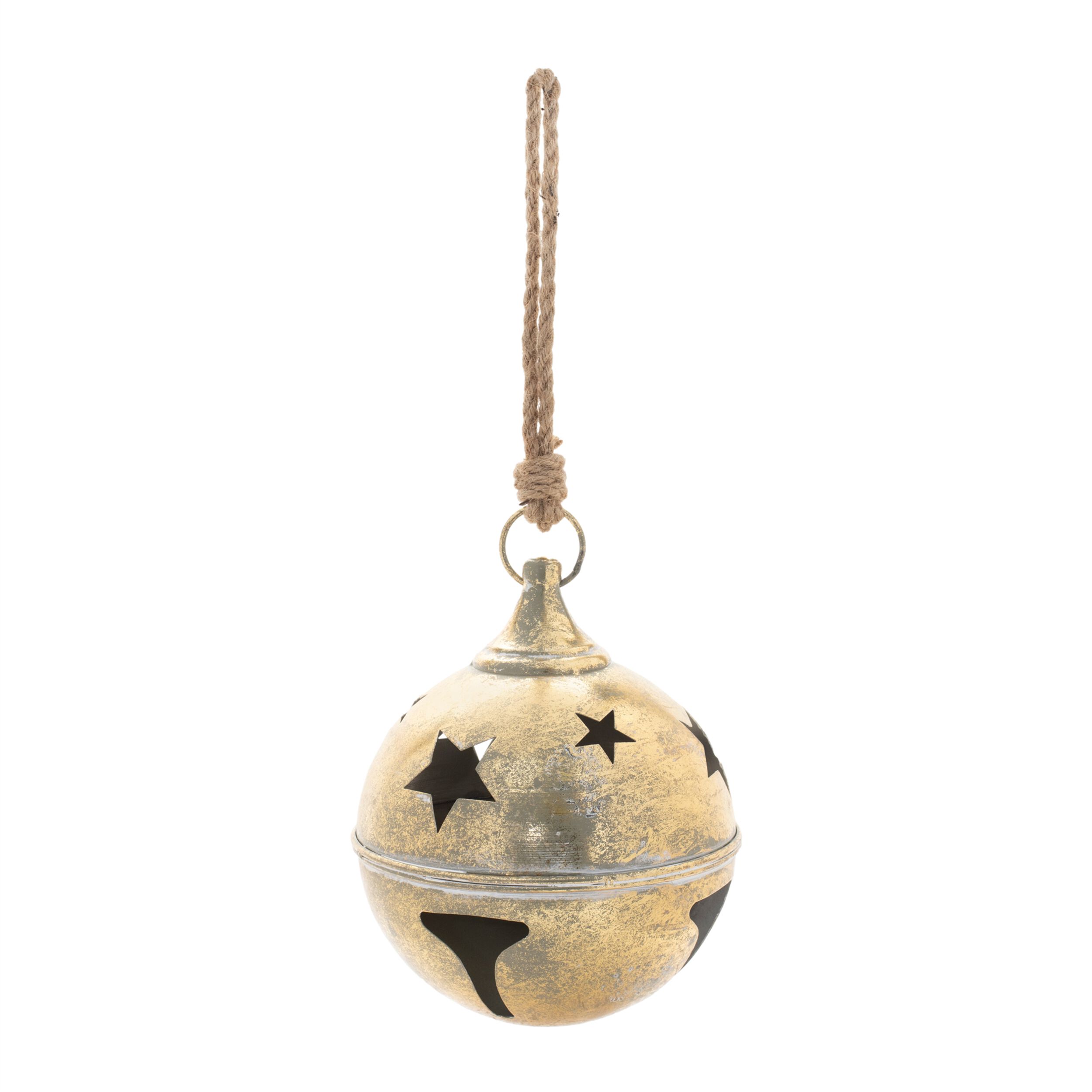 Distressed Metal Bell Ornament (Set of 2), GOLD BROWN, hi-res image number 0