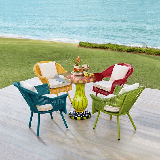 Roma All-Weather Wicker Stacking Chair, TEAL, hi-res image number null