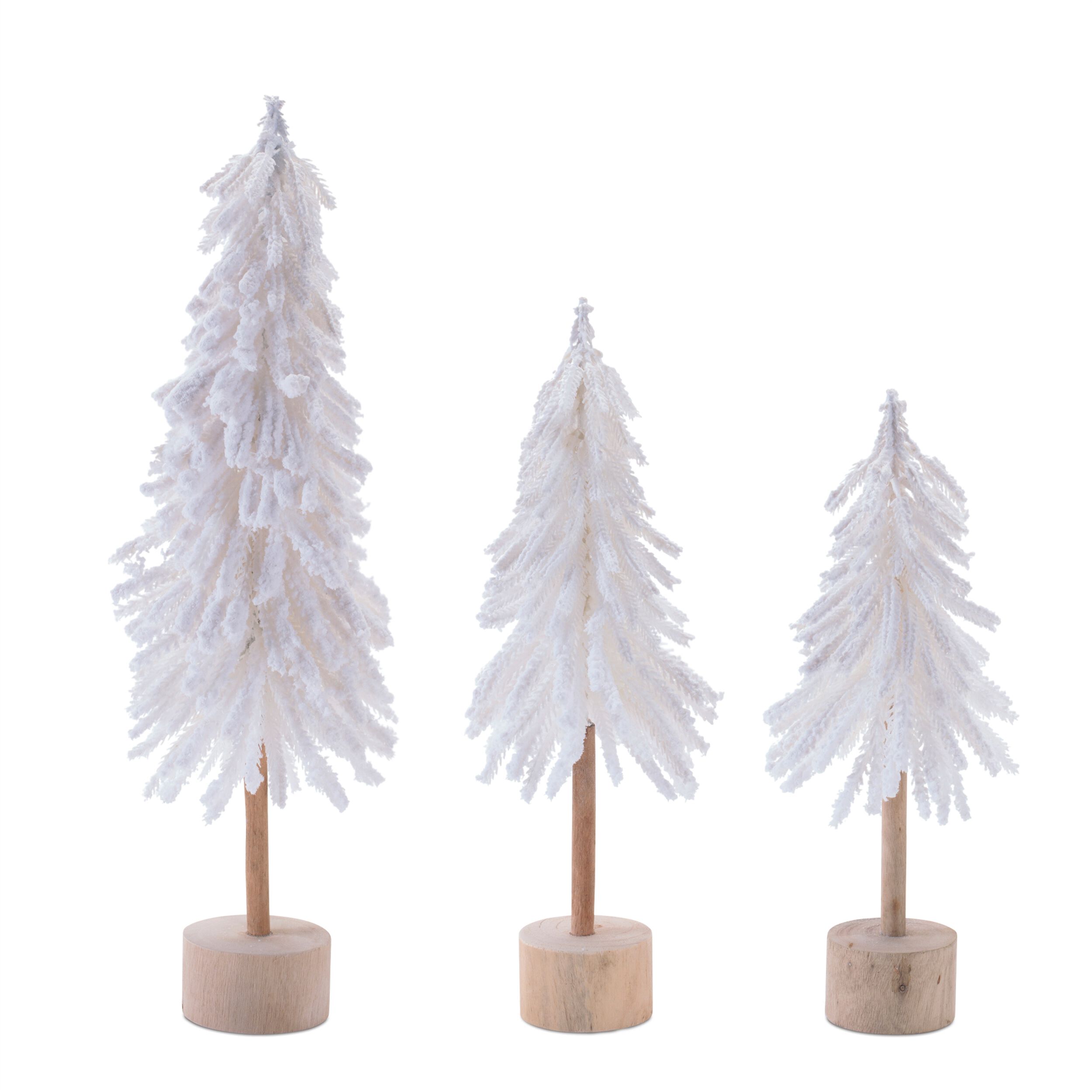 Flocked Pine Tree Tabletop D&eacute;cor (Set of 3), WHITE BROWN, alternate image number 1