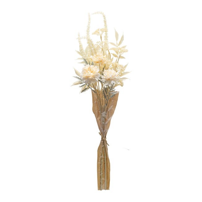 Bleached Zinnia Bouquet (Set of 2) 29.5 inchesH Plastic, BEIGE, hi-res image number 0